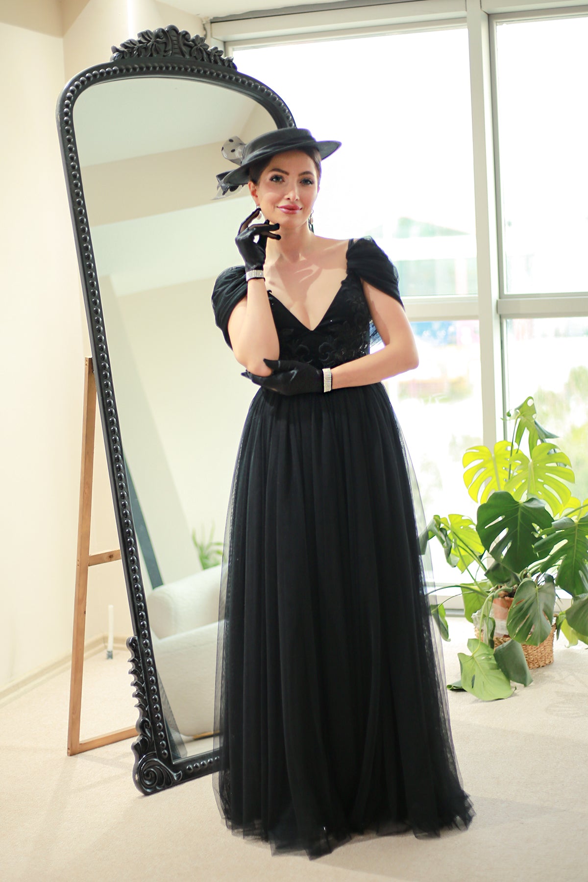 Sed-da Exclusive® Saten Matmazel Model Şapka Siyah